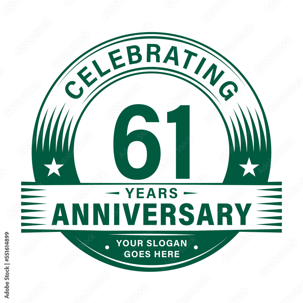 Fototapeta premium 61 years anniversary celebration design template. 61st logo. Vector and illustrations. 