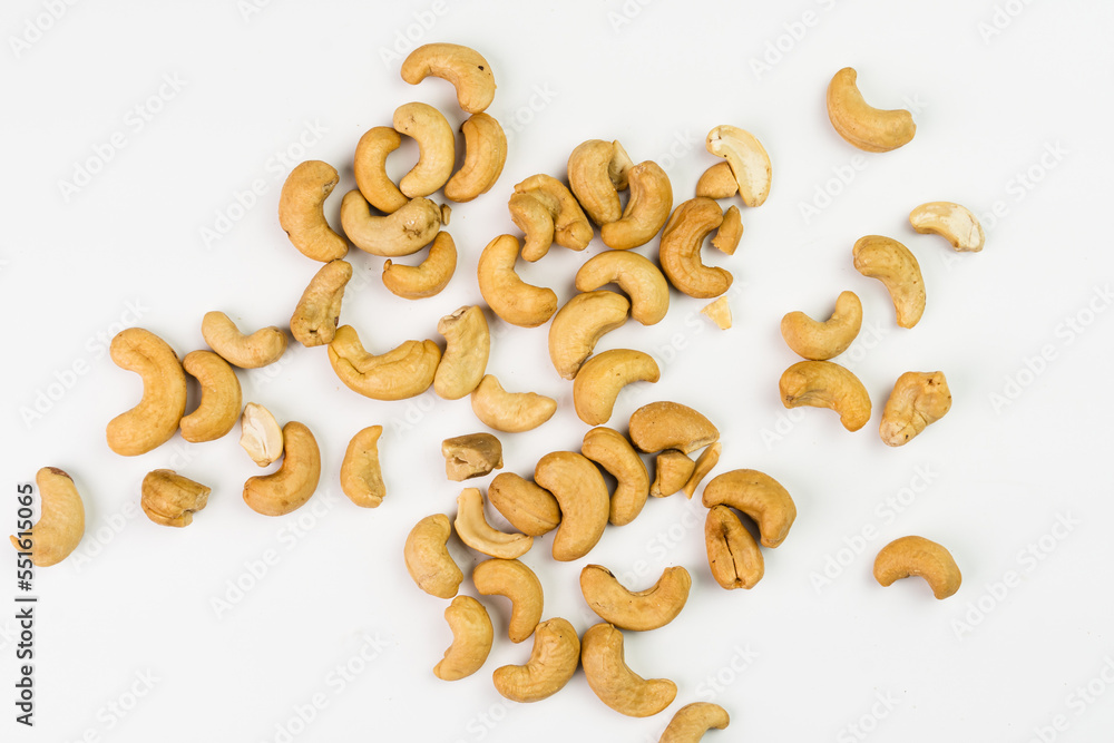 Cashew nuts from Brazil isolated on white background. Selective focus. Brazilian food Cashew nuts from Brazil isolated on white background. Selective focus. Brazilian food