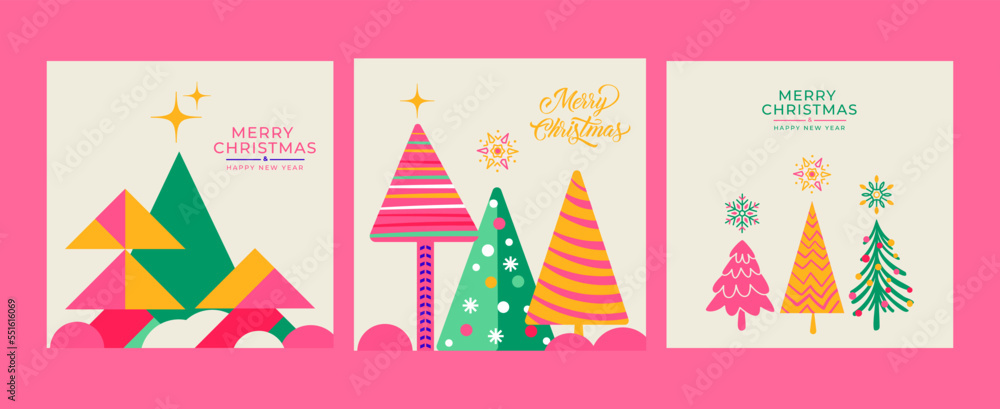Happy New Year and Christmas!
Set of cards with Christmas trees are hand-painted in different styles, but they complement each other perfectly. Perfect as a postcard, invitation, poster and more