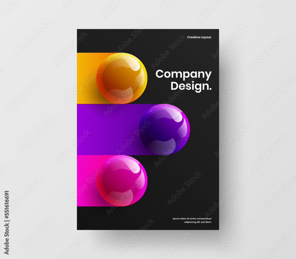 Unique 3D balls banner concept. Premium book cover A4 vector design illustration. Unique 3D balls banner concept. Premium book cover A4 vector design illustration.