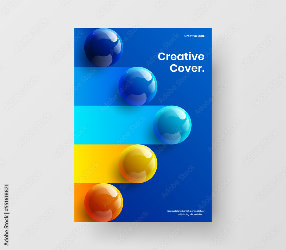 Creative cover A4 design vector template. Trendy 3D balls corporate identity concept. Creative cover A4 design vector template. Trendy 3D balls corporate identity concept.