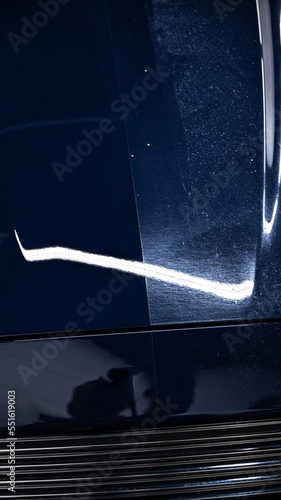 Obraz na płótnie Effect before and after varnish correction. Polishing the paint of the car allows you to remove all scratches and matting. Auto detailing w salonie
