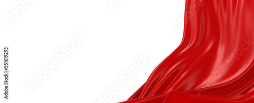 3d render, abstract background with red silk scarf