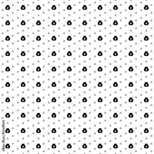 Square seamless background pattern from black instant coffee symbols are different sizes and opacity. The pattern is evenly filled. Vector illustration on white background