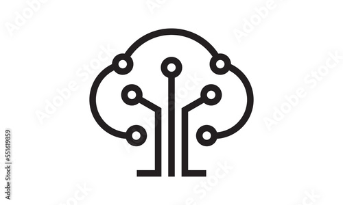 technology tree and cloud logo design inspiration connection lines icon vector.