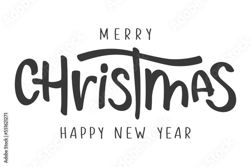 Merry Christmas and Happy New Year lettering for greeting cards, banners, posters. Vector illustration