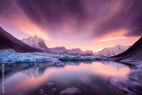 Beautiful Landscape in the ice cold mountains