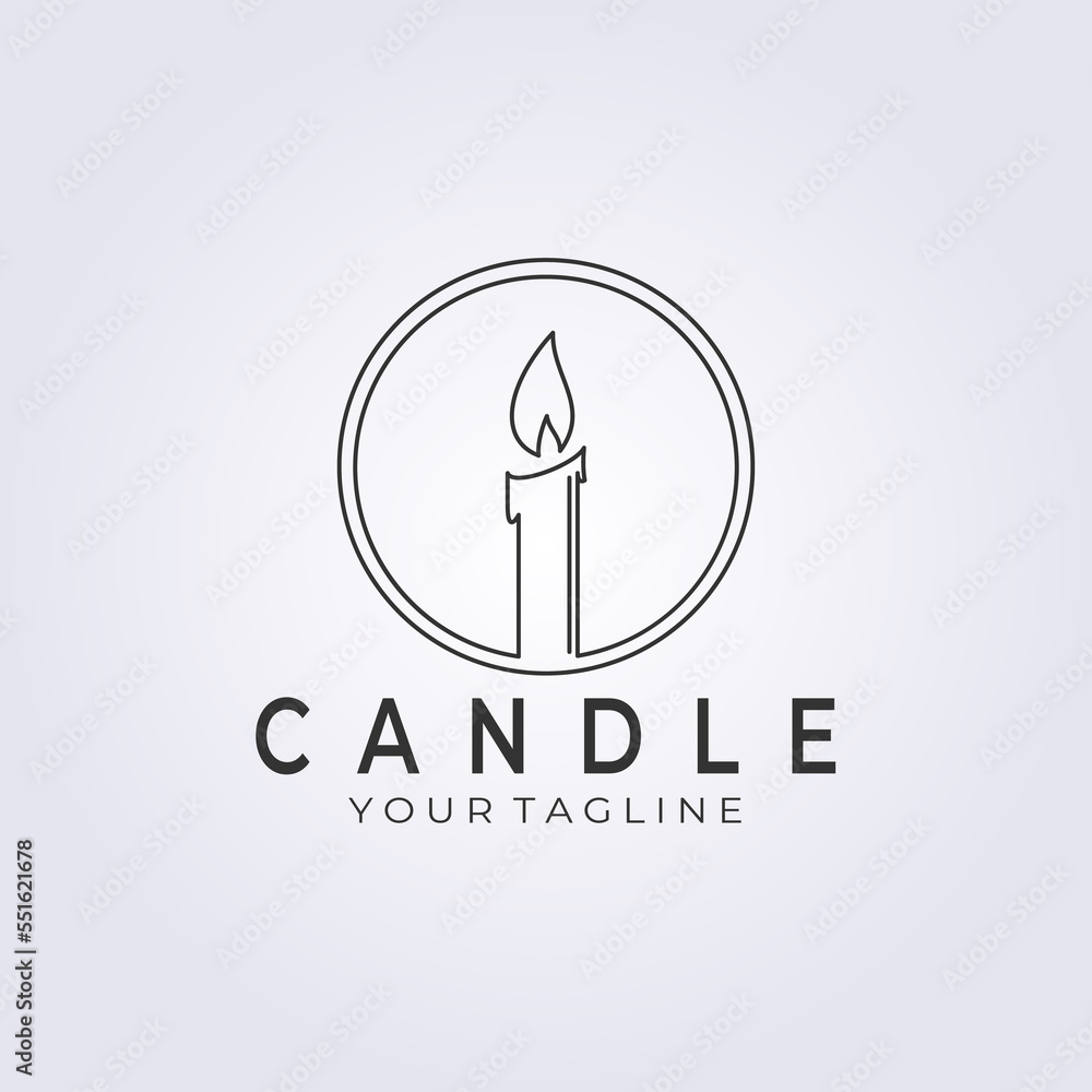 Emblem line Art Candle Light Flame in circle logo vector Illustration Design Emblem line Art Candle Light Flame in circle logo vector Illustration Design