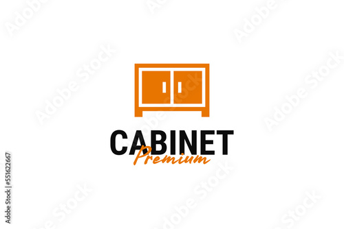 Minimalist cabinet door logo design vector template illustration