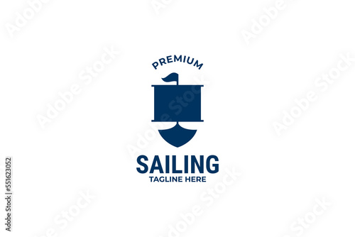 Sailing icon with sea logo design vector template illustration idea
