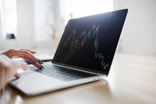 Laptop screen stock trading on the stock exchange online