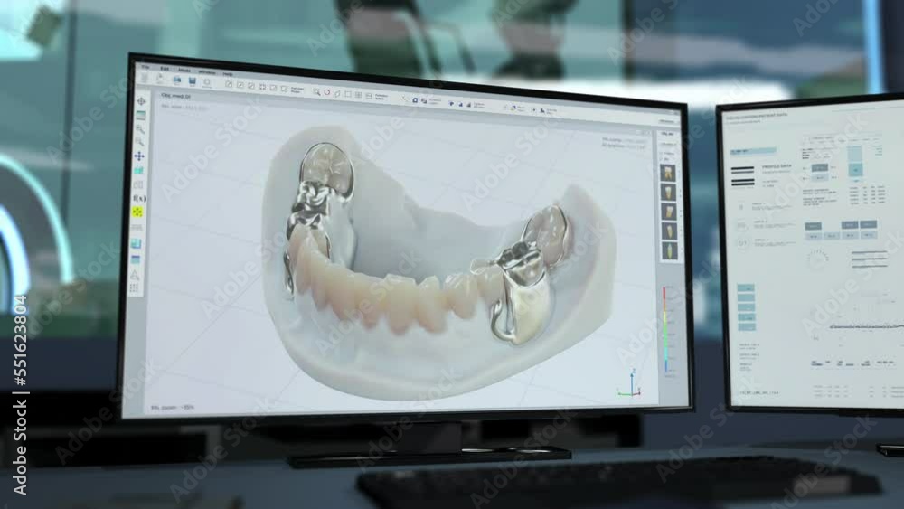 Medical dentistry program displays teeth replacement making process