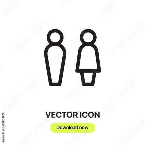 restroom wc icon vector. Linear style sign for mobile concept and web design. bathroom toilet symbol illustration. Pixel vector graphics - Vector.