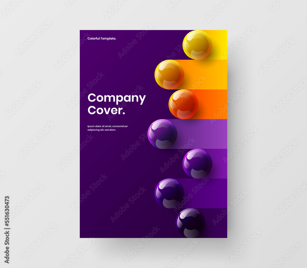 Fresh 3D spheres leaflet concept. Isolated journal cover vector design template. Fresh 3D spheres leaflet concept. Isolated journal cover vector design template.