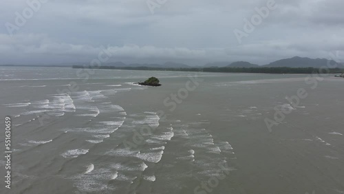aerial view of dark storm with sea wave in andaman ocean 