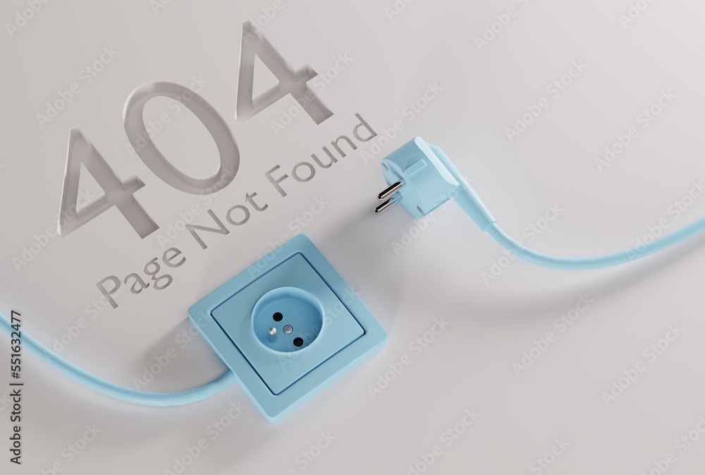 The plugin is out of contact and the number 404 as an error of a non-existent website. 404 error concept, page not found, website template. 3D render, 3D illustration. The plugin is out of contact and the number 404 as an error of a non-existent website. 404 error concept, page not found, website template. 3D render, 3D illustration.