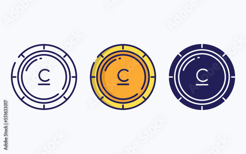 Som Coin currency line and glyph icon, vector illustration