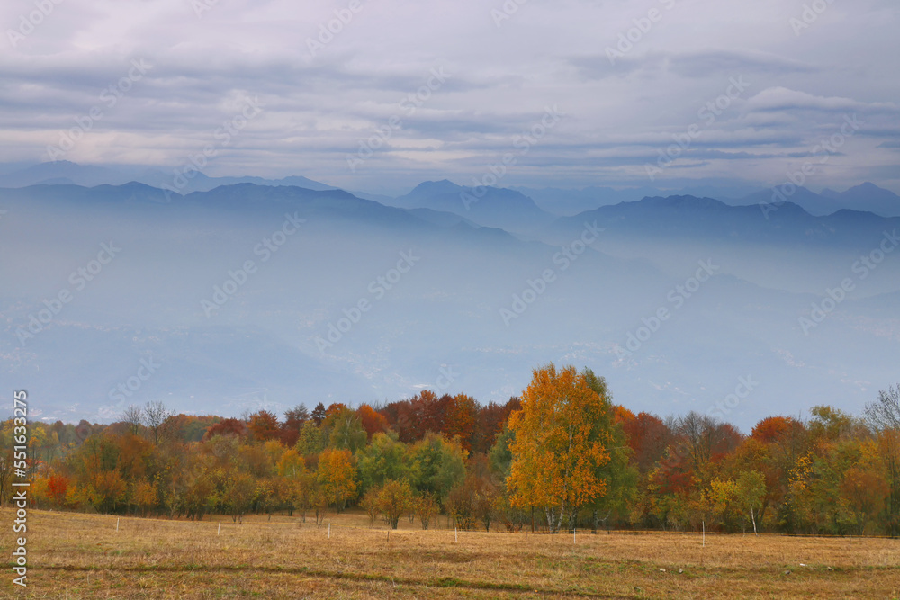 Fototapeta premium The Bergamasque Alps or Bergamo Alps, Alpi Orobie are a mountain range in the Italian Alps, located in northern Lombardy, Italy, Europe