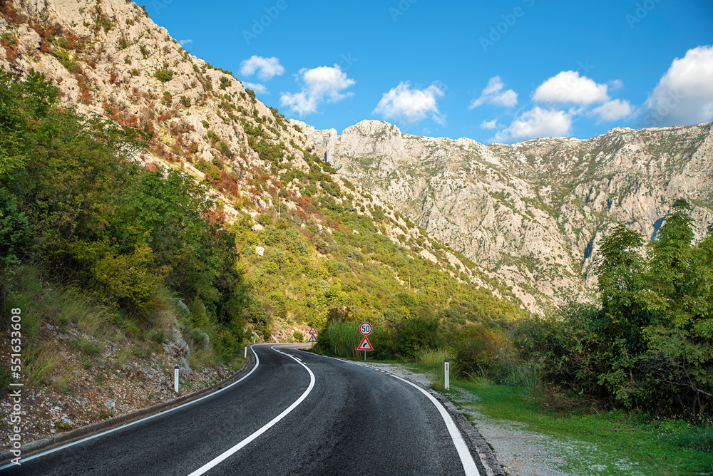 Road in Montenegro in the mountains