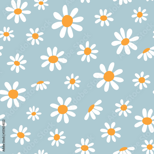 Seamless pattern of daisies. Vector illustration. It can be used for wallpapers, wrapping, cards, patterns for clothes and other.