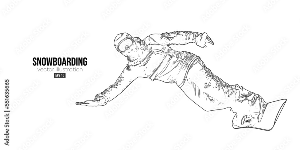 Abstract silhouette of a snowboarding on white background. The snowboarder man doing a trick. Carving. Vector illustration Abstract silhouette of a snowboarding on white background. The snowboarder man doing a trick. Carving. Vector illustration