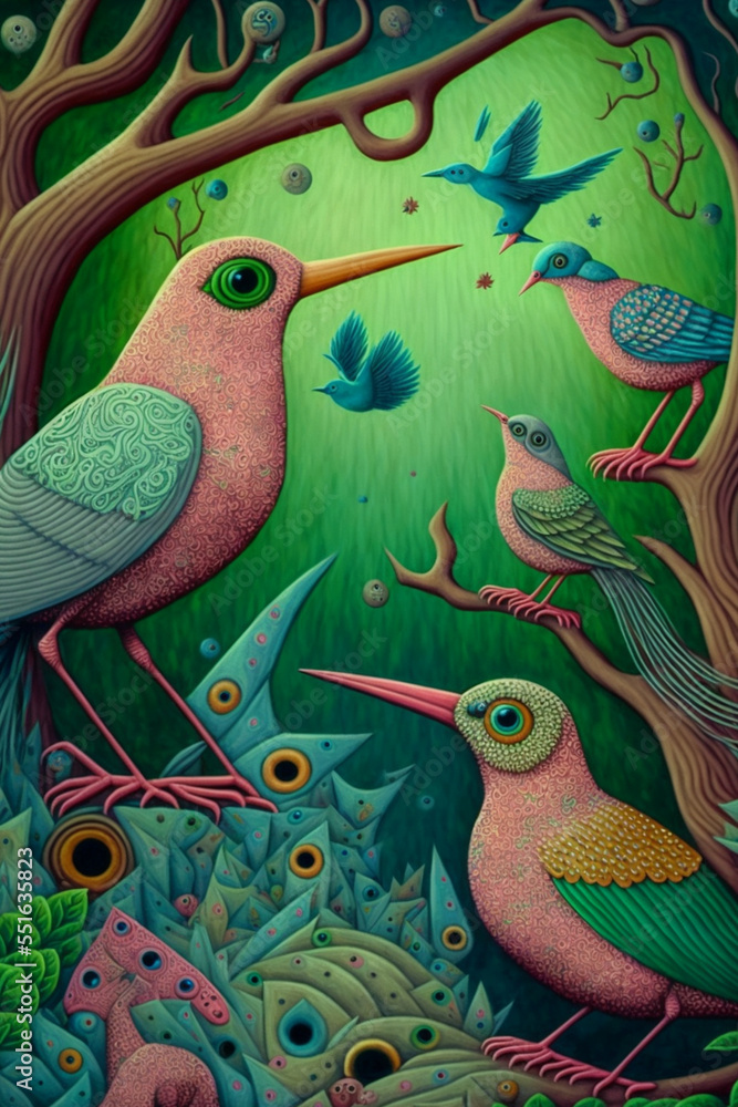 birds in the tree singing - generative AI birds in the tree singing - generative AI
