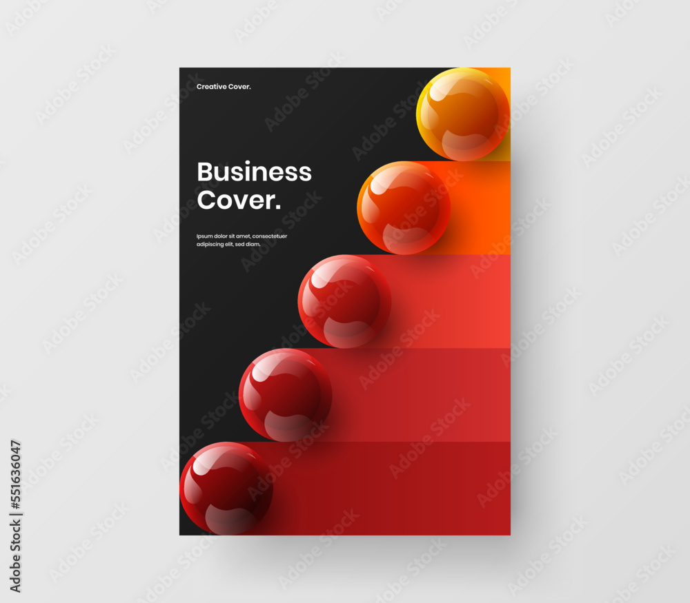 Bright booklet A4 design vector concept. Simple realistic spheres flyer template. Bright booklet A4 design vector concept. Simple realistic spheres flyer template.