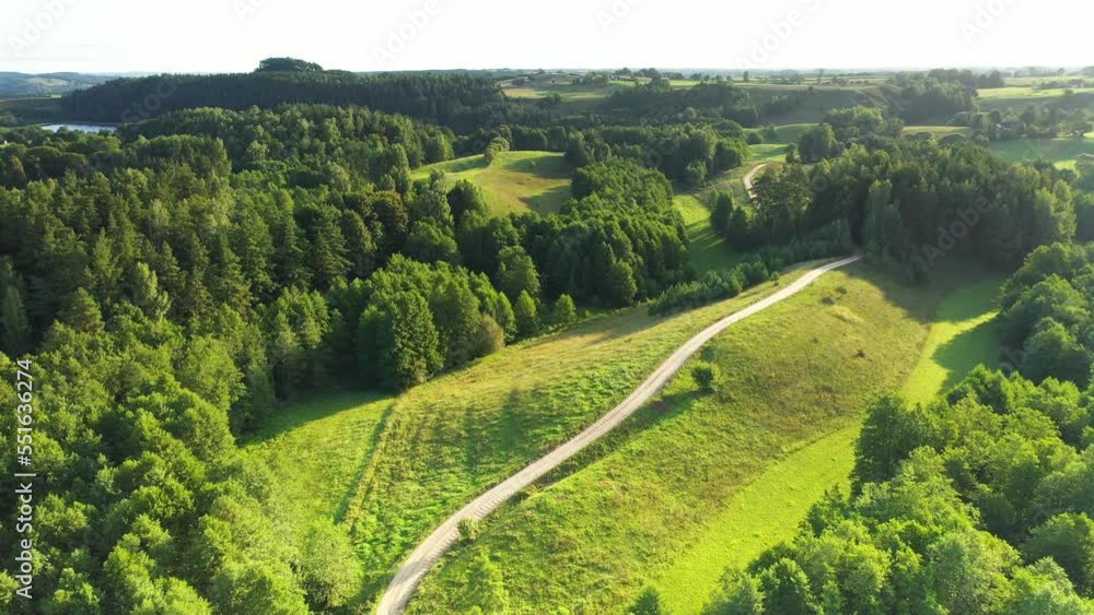 Aerial view of green fields and forest Aerial view of green fields and forest