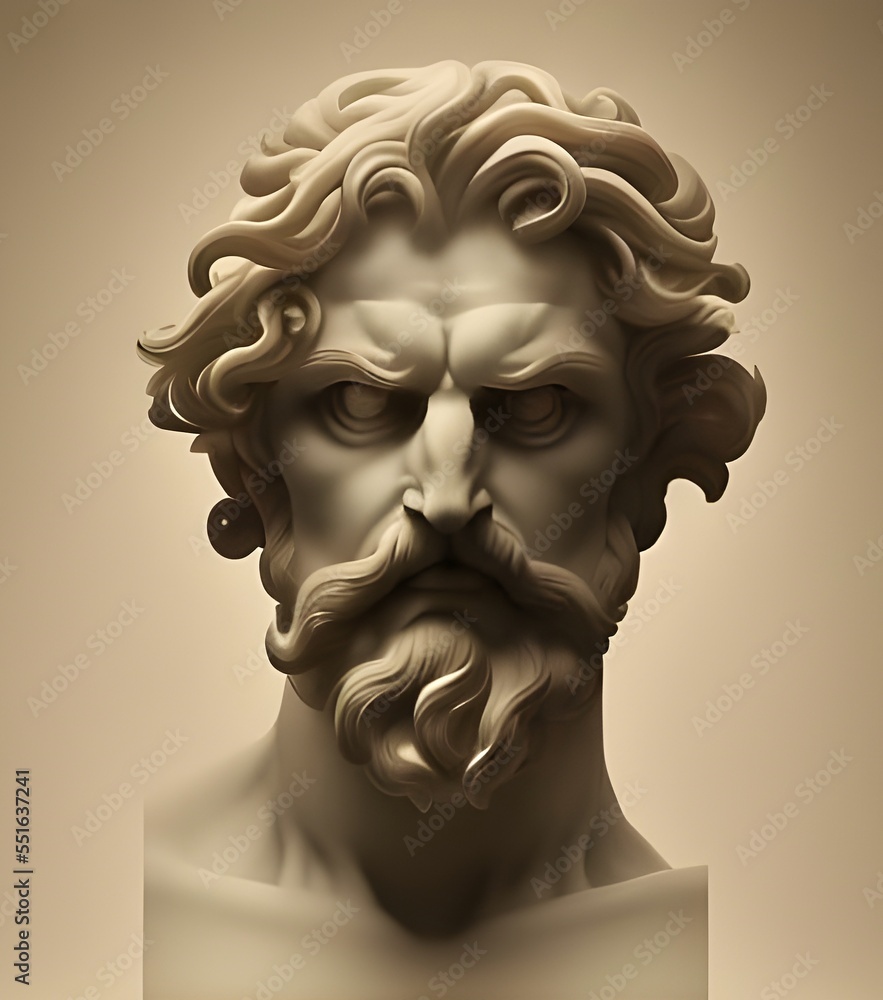 Stockillustratie 3D illustration featuring a chiseled white marble