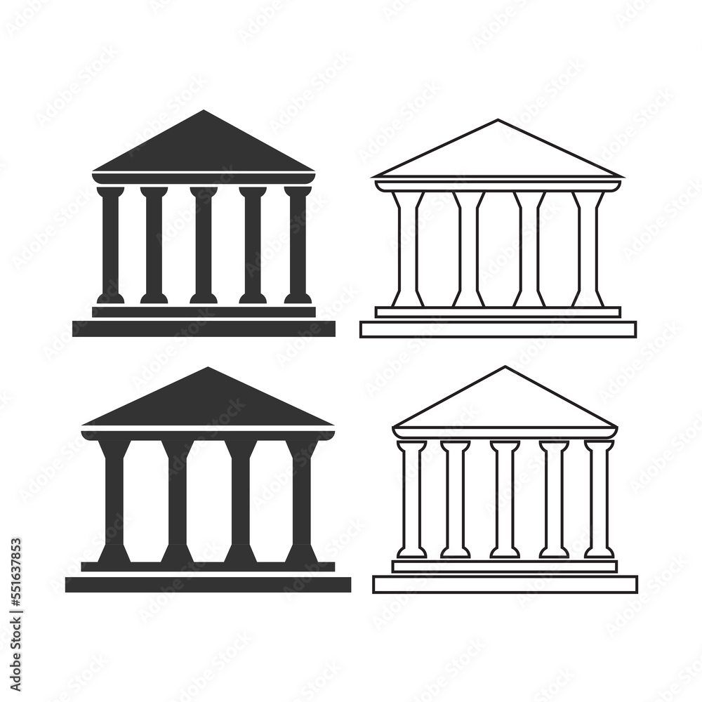 Fototapeta premium Courthouse icon. Column bulding set line and background classic concept vector ilustration.
