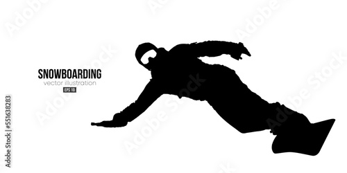 Abstract silhouette of a snowboarding on white background. The snowboarder man doing a trick. Carving. Vector illustration
