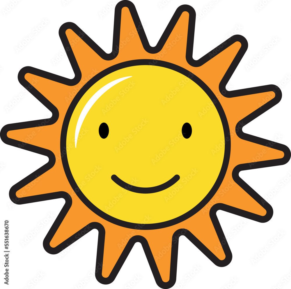 Sunshine icon with a smile professionally on a white background