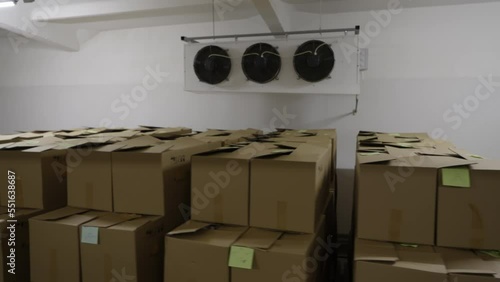 Wallpaper Mural Finished Manufactured Product Packed In Cardboard Boxes In Storage Room At Plant. Papers On Boxes Describe Product In Storage. Pallets With Storaged Boxes. Product Stock. Inventory Stockpile Torontodigital.ca