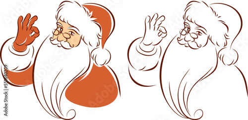 Portrait of Santa Claus. Classic Christmas character in retro style.