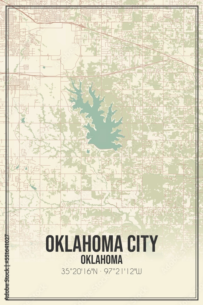 Fototapeta premium Retro US city map of Oklahoma City, Oklahoma. Vintage street map.