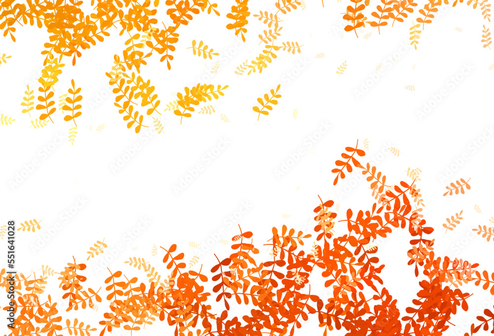 Obraz premium Light Red vector doodle backdrop with leaves.