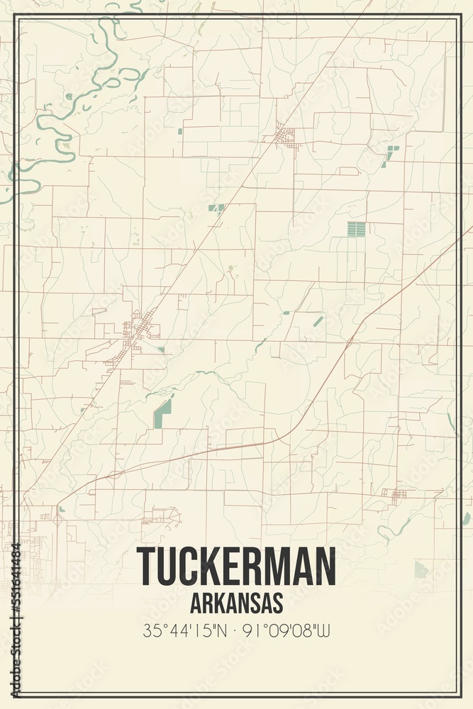 Fototapeta mapa świata dla dzieci Retro US city map of Tuckerman