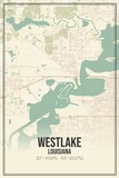 Retro US city map of Westlake, Louisiana. Vintage street map.