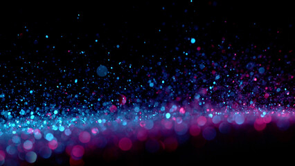Neon bokeh background with neon colors on black.