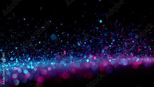 Neon bokeh background with neon colors on black.