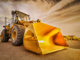 Construction on commercial site with big bull dozers