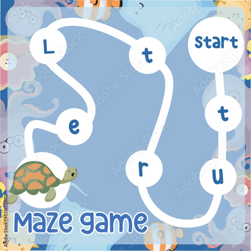 Maze game for children with animal theme. Preschool worksheet. Educational printable sheet. Vector file. © idcreative.ddid