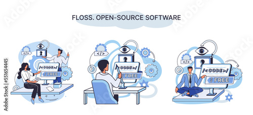 FLOSS. Open source software. Free product anyone can freely redistribute, modify and completely remake, can be improved, modernized thanks to inventions of users. Tiny programming language persons