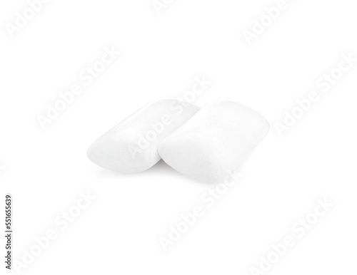 Two pieces of chewing gum on white background