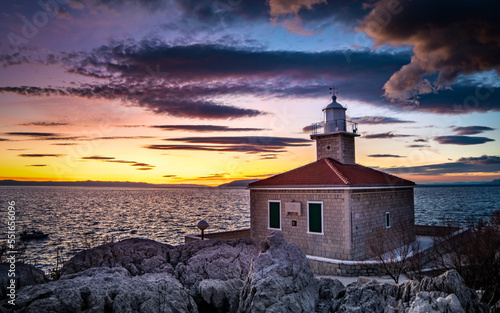 Lighthouse on the Croatian coast in Makarska Croatia