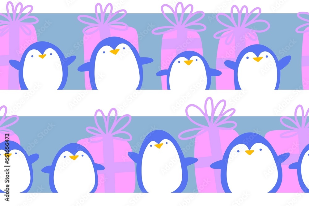 Winter animals seamless penguin cartoon kawaii Christmas fish pattern for wrapping paper and kids clothes print Winter animals seamless penguin cartoon kawaii Christmas fish pattern for wrapping paper and kids clothes print