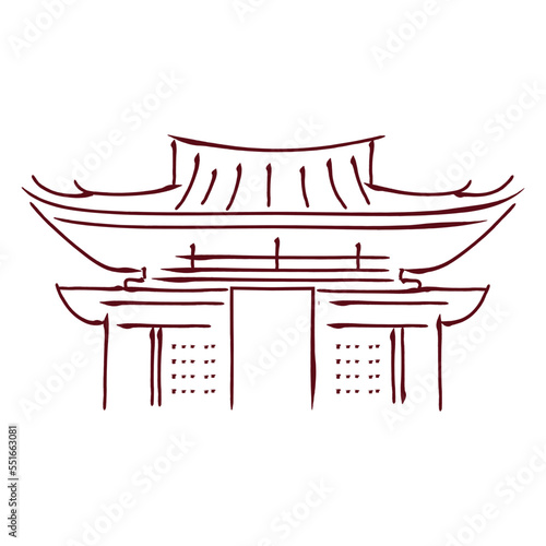 Isolated sketch of an asian temple Vector illustration