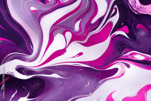 Violet fuchsia pink and white marble abstract background. Decorative acrylic paint pouring rock marble texture. Horizontal Purple Violet and white wavy abstract pattern. photo