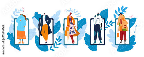 Fashion banners or labels with sale, discount or price advertising of mans and womans fashionable clothing, vector illustration.