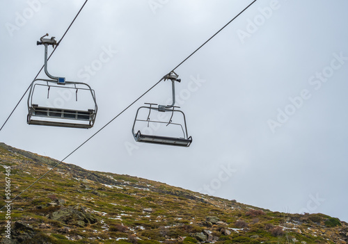 View of ski lift in Sierra Nevada Capped Mountain